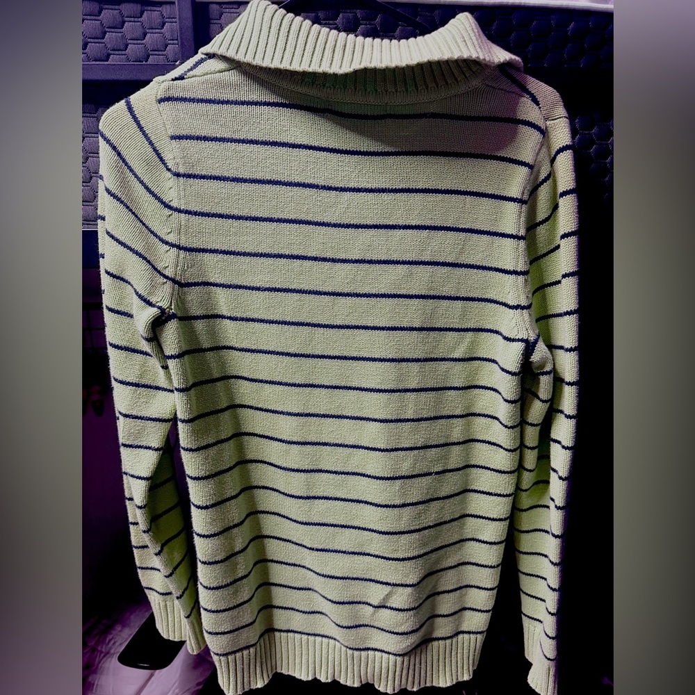 Vintage green striped collared sweater - Picture 3 of 3